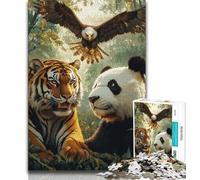 Jungle Tiger Jigsaw Puzzles for Adults Teenagers Jigsaws Puzzle,Brain Intelligence Challenge Addictive Toys for Home Decoration (38x26cm)