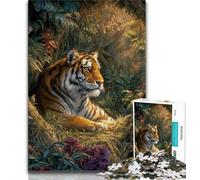 Jungle Tiger Jigsaw Puzzles for Adults Teenagers Jigsaws Puzzle,Help The Brain Exercise Addictive Toys to Cultivate Patience Suitable for Couples (38x26cm)
