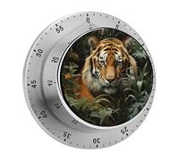 Jungle Tiger Kitchen Timer 60 Minute Visual Wind Up Timers Indoor Mechanical Timers with Magnetic Base Stainless Steel Timer for Home Cooking Time Management Tool