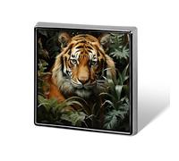 Jungle Tiger Lapel Pin Square Metal Brooch Pin with Secure Pin Back Fashion Button Badge for Clothing, Hats, Bags Decoration