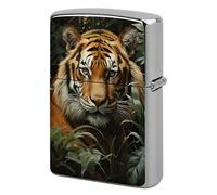 Jungle Tiger Lighter Case Metal Double-Sided Lighter Cover Pocket Lighters Sleeve Windproof Lighters Accessories for Men Women