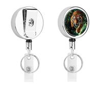 Jungle Tiger Metal Badge Clip,Id Badge Holders Retractable Pull Rope,Clips Retractable ID Card Holder for Office
