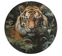 Jungle Tiger Personalized Jigsaw Puzzles, 195Pcs Custom Wooden Jigsaw Puzzle Round Puzzle Gift Adult