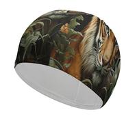 Jungle Tiger Swim Cap for Women Men Swimming Hat Bath Waterproof Pool Caps for Long Thick Curly Hair