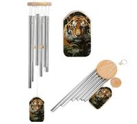 Jungle Tiger Wind Chimes for Outdoor Deep Tone Aluminum Windchime for Garden Patio Decor Memorial Sympathy Wind Chimes with Melodious Sound for Home Outdoor Decorations
