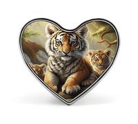 Jungle Tigers Cub Lapel Pin Cute Custom Button Pin Personalized Heart Brooch Aluminum Alloy Brooch Pins Fashion Exquisite Badge Pins for Hat Bag Suit Tie Wedding Accessories