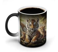 Jungle Tigers Cub Morphing Mug 12 Oz Personalized Coffee Mugs Novelty Color Changing Mugs Funny Heat Sensitive Clue Mug Custom Double Sided Ceramic Cup for Men & Women Gifts