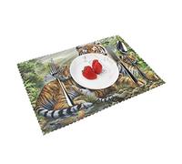 Jungle Tigers Cub Placemats Set Of 4 Home Dining Gifts Non-Slip Table Mats Heat Resistant Table Placemats 45x30 Cm