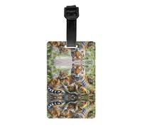 Jungle Tigers Cub Print Luggage Tags with Full Back Privacy Cover â€“ Durable PVC ID Labels for Suitcases & Backpacks