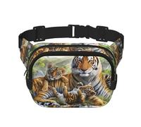 Jungle Tigers Cub Unisex Adjustable Waist Square Double Layer Waist Pack for Outdoor Activities Travelling Running Hiking