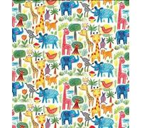 Jungle Time Animals Printed 100% Cotton Poplin Fabric 110cm Wide Print for Crafting, Quilting, Home Decor, Kid's Crafting