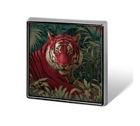 Jungle Tropical Tigers Red And Green Unisex Brooches & Pins Square Lightweight Lapel Badge Jewelry for Clothing Shawl Hat