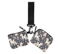 Jungle unicorns Scandinavian Style Women's Change Wallet Card Cases Slim Portable Card Money Holder with Zipper Coin Pocket for Women 2 Pcs, jungle unicorns Scandinavian style, One Size, Casual