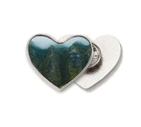 jungle valley cliff fog Heart Metal Pin Brooch Clip Love