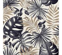 Jungle Wall Wallpaper Palm Leaves Tropical Leaf Black Gold Foil Metallic Textured Vinyl