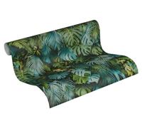 AS Creation Greenery Jungle Look with Palm Leaf Green and Blue Wallpaper 372803