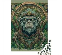 Jungle Warrior Monkey Art Print Jigsaw Puzzles Puzzle for Adults Kids. 1000 Pieces Whimsical Challenge Toy Educational Games Home Decoration for Educational Games Gifts 70x50cm/1000pcs