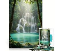 Jungle Waterfall 1000 Piece Jigsaws for Teenagers Brain Calisthen Stress Less Pattern Assemble Home Art (38x26cm)