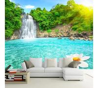 Jungle Waterfall Rocks Lake Lotus 3D Wallpaper Luxury Home Dining Decor Paste Sofa Living Room The Wall for Bedroom Mural-400cm×280cm