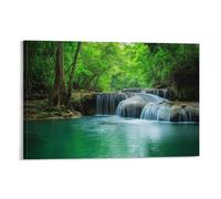 Jungle Waterfall Wall Art Nature Decor with Wildlife Green Trees Poster 08x12inch(20x30cm)