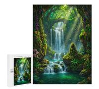 Jungle Waterfall with Stone Guardian Jigsaw Puzzle, 500 PCS, Relaxing Activity for Adults, A Detailed Puzzle Experience for Adult Hobbyists