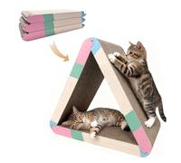 JUNGLE WELL Triangle Cat Scratcher Board, 3-Pack Reversible Cardboard Scratch Pads Forming Stable Tri-Shape, Heavy-Duty Corrugated Scratcher for Indoor Cats Resting, Playing & Protecting Furniture