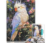 Jungle White Parrot Puzzles for Teenagers Teens 1000pc Puzzle,Pattern Assembly Fun at Home Activities,Birthday Present,Travel Gifts 38x26cm