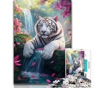 Jungle White Tiger Jigsaw Puzzles for Adults 1000 Jigsaws,Family Game Stress Reliever Difficult Challenge Secret Santa Gifts 50x75cm