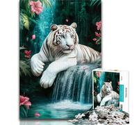 Jungle White Tiger Jigsaws Puzzles 1000 Pieces for Teenagers Gifts,Decompressing Intellectual Educational Toy Birthday Present,Gifts,Wall Art (38x26cm)