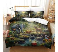 Jungle Wildlife 3D Duvet Cover,Rainforest Animal Paradise Bedding Set Microfiber Quilt Covers 3pcs, Comforter Cover with Zipper Closure For Kids Boys Teen Men Bedroom Dorm Decor Super King（260x220cm）