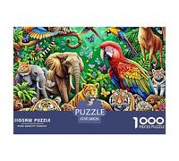 Jungle Wildlife Puzzle for Adults 1000 Pieces - Jungle Animals Tigers Parrots Challenging Game Toys Gift for Home Wall Decoration Great Gift Idea38x26cm/1000pcs
