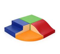 JungleDove 4-Pieces Climbing Toys for Toddlers: PU Leather Soft Play Set - Foam Climbing Blocks for Crawling and Sliding, Indoor Playground for Kids（Color-Block）