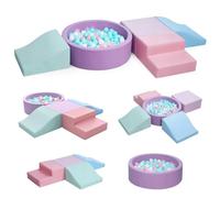 JungleDove Baby Toys, Baby Ball Pit and Soft Play Set, 5-Pc PU Leather | Soft Play Blocks with Ball Pool (Balls Not Included), Easy Clean, Foam Crawling & Climbing Toys for Playroom & Play Area