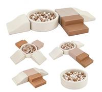 JungleDove Baby Toys, Baby Ball Pit and Soft Play Set, 5-Pc PU Leather | Soft Play Blocks with Ball Pool (Balls Not Included), Easy Clean, Foam Crawling & Climbing Toys for Playroom & Play Area