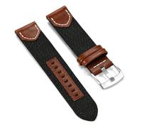 JUNGLEHE Canvas watch strap fabric watch bands for men and women Quick release Vintage Denim Style Genuine Leather Watch Band 22mm Black Nylon Strap Compatible for Samsung Galaxy Watch 6 5 4 Gear S2