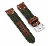 JUNGLEHE Canvas watch strap fabric watch bands for men and women Quick release Vintage Denim Style Genuine Leather Watch Band 22mm Green Nylon Strap Compatible for Samsung Galaxy Watch 6 5 4 Gear S2