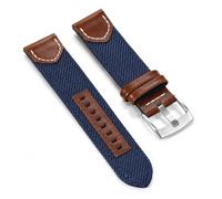 JUNGLEHE Canvas watch strap fabric watch bands for men and women Quick release Vintage Denim Style Genuine Leather Watch Band 20mm Blue Nylon Strap Compatible for Samsung Galaxy Watch 6 5 4 Gear S2 S3