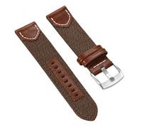 JUNGLEHE Canvas watch strap fabric watch bands for men and women Quick release Vintage Denim Style Genuine Leather Watch Band 24mm Brown Nylon Strap Compatible for Samsung Galaxy Watch 6 5 4 Gear S2