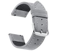 JUNGLEHE Suede Watch Strap for men and women, Quick Release leather watch strap with Silver Buckle watch leather strap, 18mm/19mm/20mm/22mm/24mm watch band WBG0206