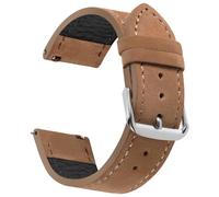 JUNGLEHE Suede Watch Strap for men and women, Quick Release leather watch strap with Silver Buckle watch leather strap, 18mm/19mm/20mm/22mm/24mm watch band WBG0206