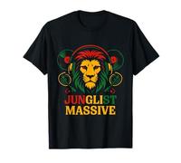 Junglist Massive Lion Rasta Colors DJ Vinyl Music T-Shirt