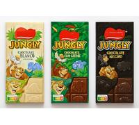 Jungly Chocolate With Biscuit Pieces From Spain | Animal Bars | Three Pack - Milk, White, Dark | Imported | Gift, Treat, Holiday
