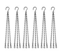 JUNHAO-SHOP 6 Pack 18 Inch Hanging Basket Chains, 3 Point Metal Replacement Chains with Hooks and Clips for Hanging Baskets, Bird Feeders, Lanterns, Flower pots and Ornaments (Black)