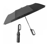 JUNHAO-SHOP Compact Inverted Umbrella with Never Forget Carabiner Handle, Travel Windproof Strong Automatic Open Close Umbrella, 10 Rib Durable Frame for Women Men (Black)