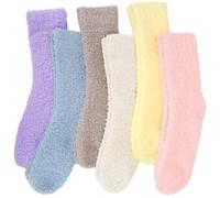 JUNHAO-SHOP Womens Fuzzy Socks, Cozy Fluffy Winter Warm Slipper Socks, Soft Home Sleeping Socks for Christmas Gifts, 6 Pairs, Size UK 4-6