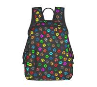 JunHeArt Colorful Rainbow Paw Print Backpack Lightweight Daypack Laptop Backpack Hiking Gym Travel Bags for Women Men