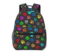 JunHeArt Colorful Rainbow Paw Print Backpacks For Men Women Lightweight Bookbag Daypack For Work Hiking Gym Travel