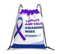 JunHeArt Crohn's & Colitis Awareness Month Drawstring Bag Backpack String Sackpack Waterproof Swim Sports Yoga Gym Bag for Women Men