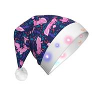 JunHeArt Cute Axolotl Kawaii Pattern Santa Hat Adult Christmas Hat For Women Men New Year Festive Xmas Christmas Party Supplies