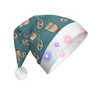 JunHeArt Cute Cartoon Bubble Tea Pattern Santa Hat Adult Christmas Hat For Women Men New Year Festive Xmas Christmas Party Supplies